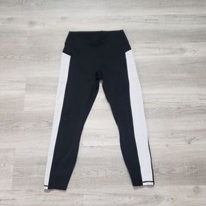 Fabletics High-Waisted Black Striped Leggings